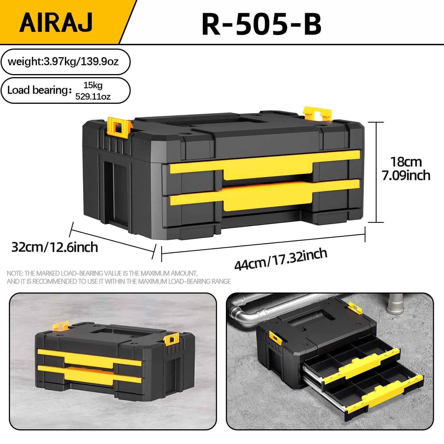AIRAJ MultiFunctional Tier Stackable Rolling Plastic Portable Folding Tool Storage Box ,