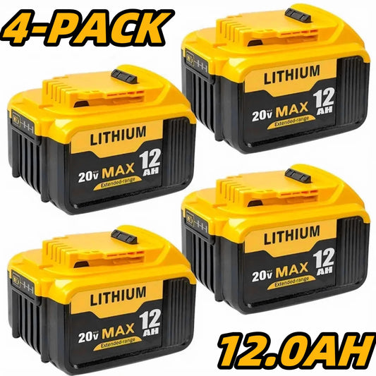 1/2/4PACK 20V 12Ah Replacement Battery For Dewalt 20V Max Tools (DCB201, DCB200, DCB204, DCB206, DCB203) - Compatible
