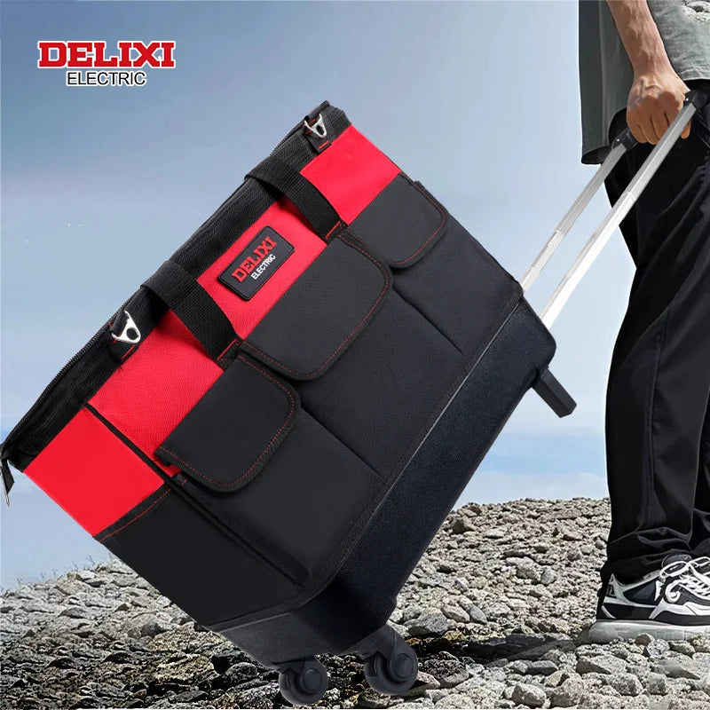 18-inch Pull-rod Tool Bag, Sturdy and Durable, Multi-pocket pull-rod bag,  Wheeled Hand-pushed Trolley