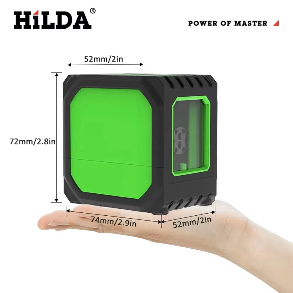 HILDA Mini Green Laser Level 2 Lines Self‑Leveling Horizontal Vertical Cross