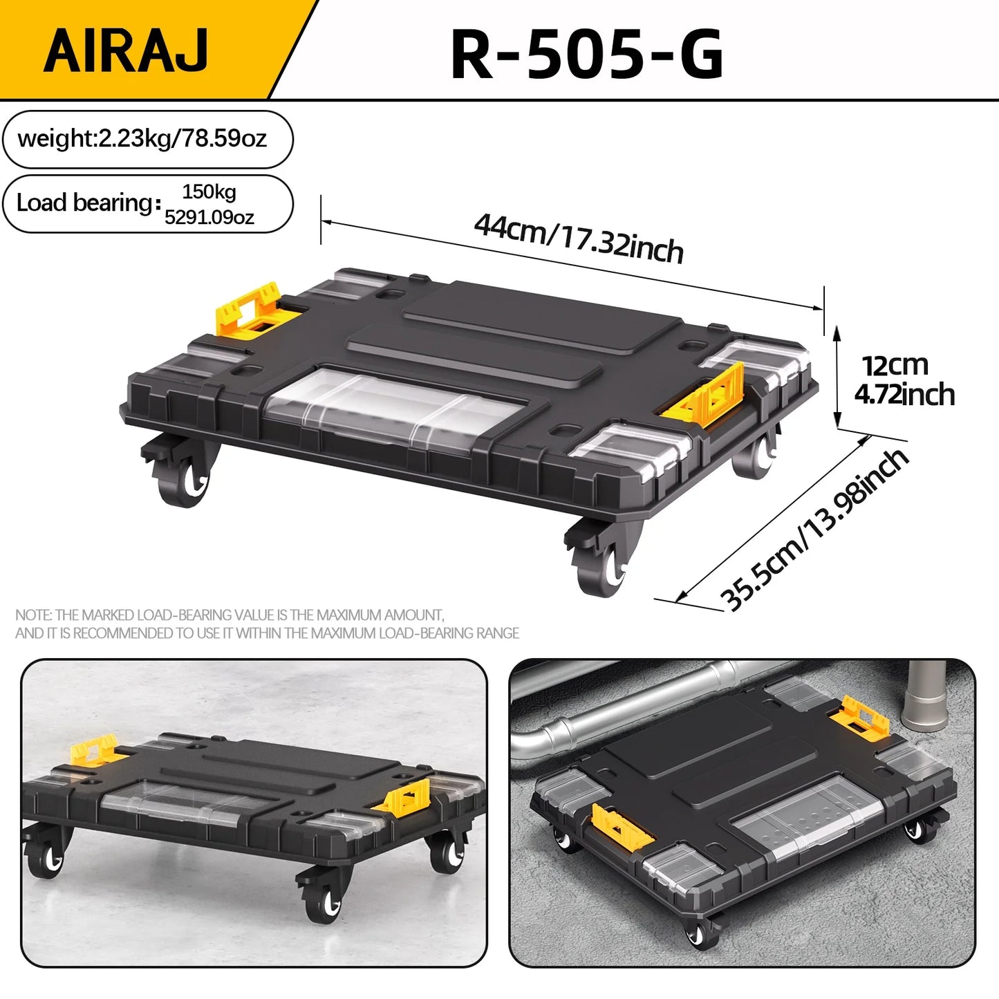 AIRAJ MultiFunctional Tier Stackable Rolling Plastic Portable Folding Tool Storage Box ,