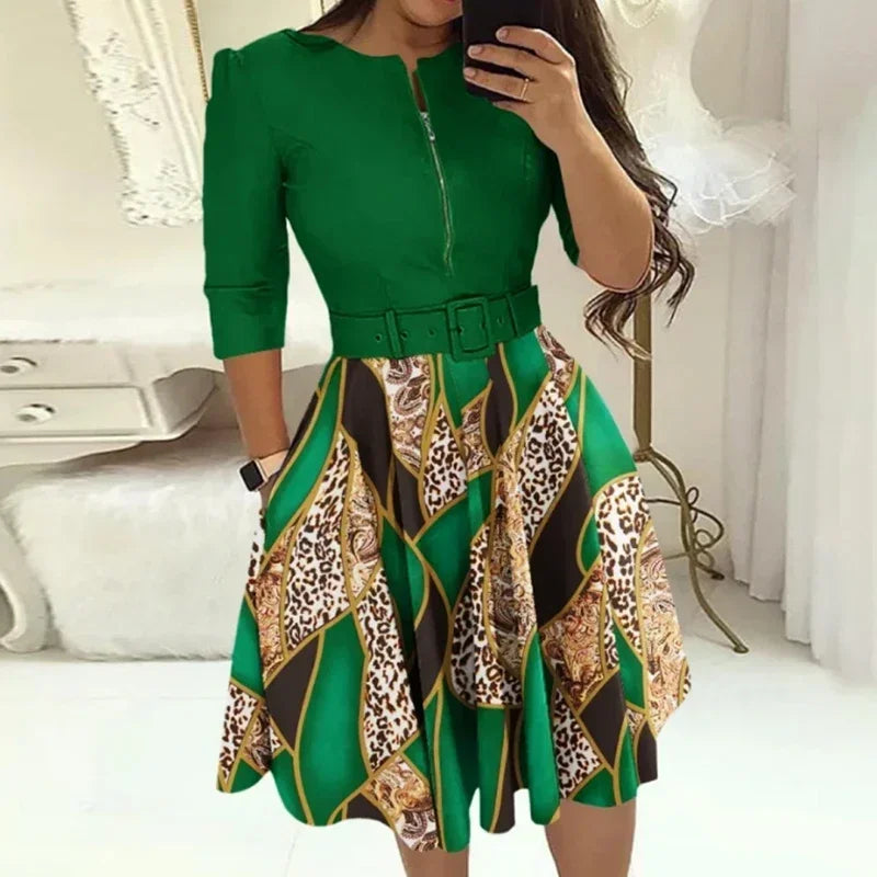 Fashion Women Patchwork A-line Dresses