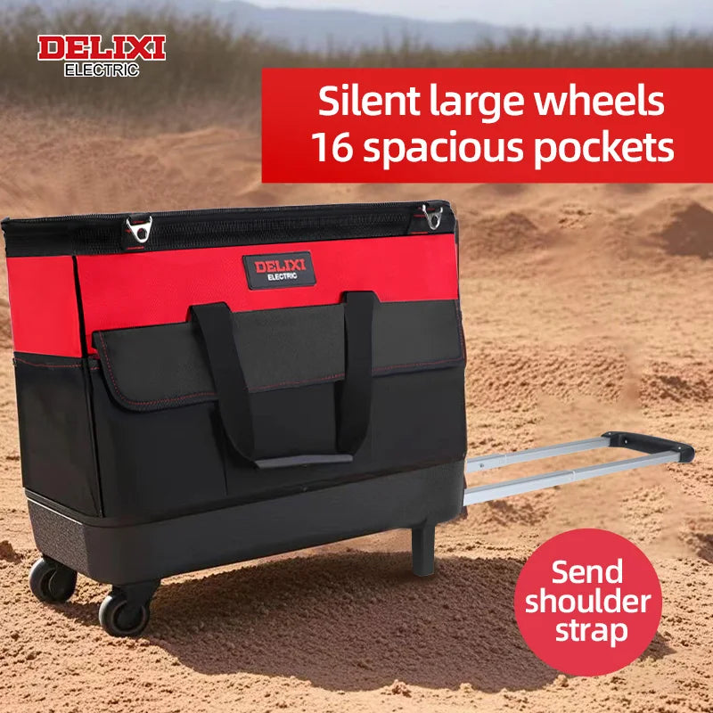 18-inch Pull-rod Tool Bag, Sturdy and Durable, Multi-pocket pull-rod bag,  Wheeled Hand-pushed Trolley