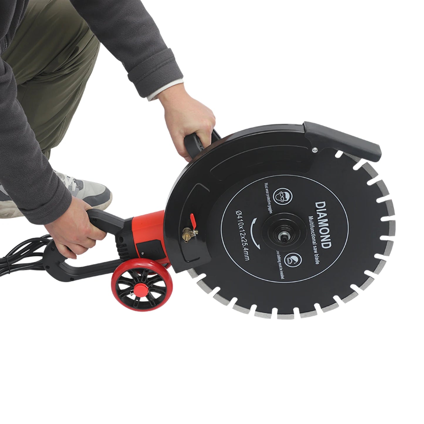 16in 4000W Electric Concrete Saw Brick Cutter Circular Saw Wall Slotting Groving w\Saw Blade and Rolling Pulley