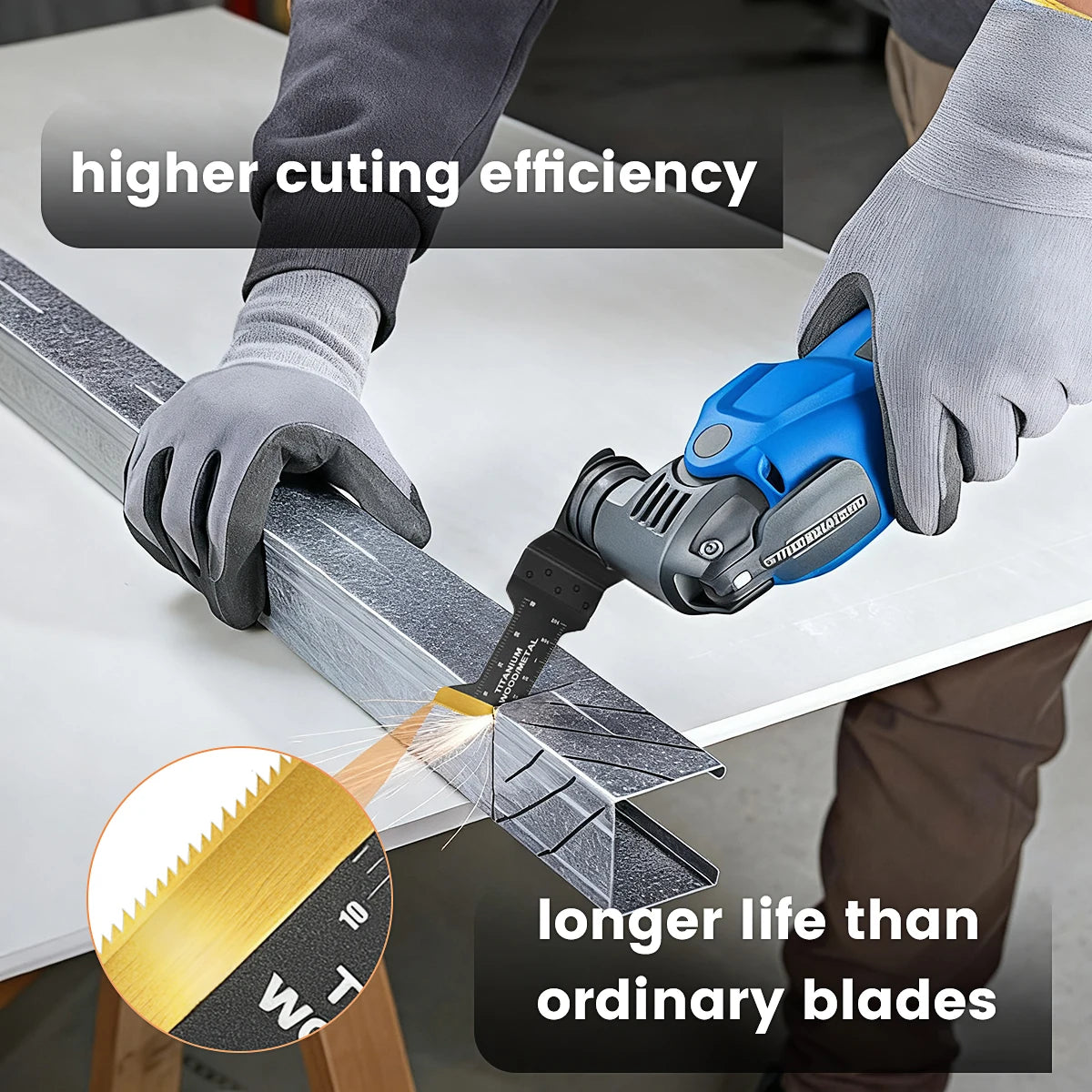 18pcs Titanium Multi Tool Blades Universal Quick Release Oscillating Saw Blades for Cutting Metal Nails Wood or Plastic