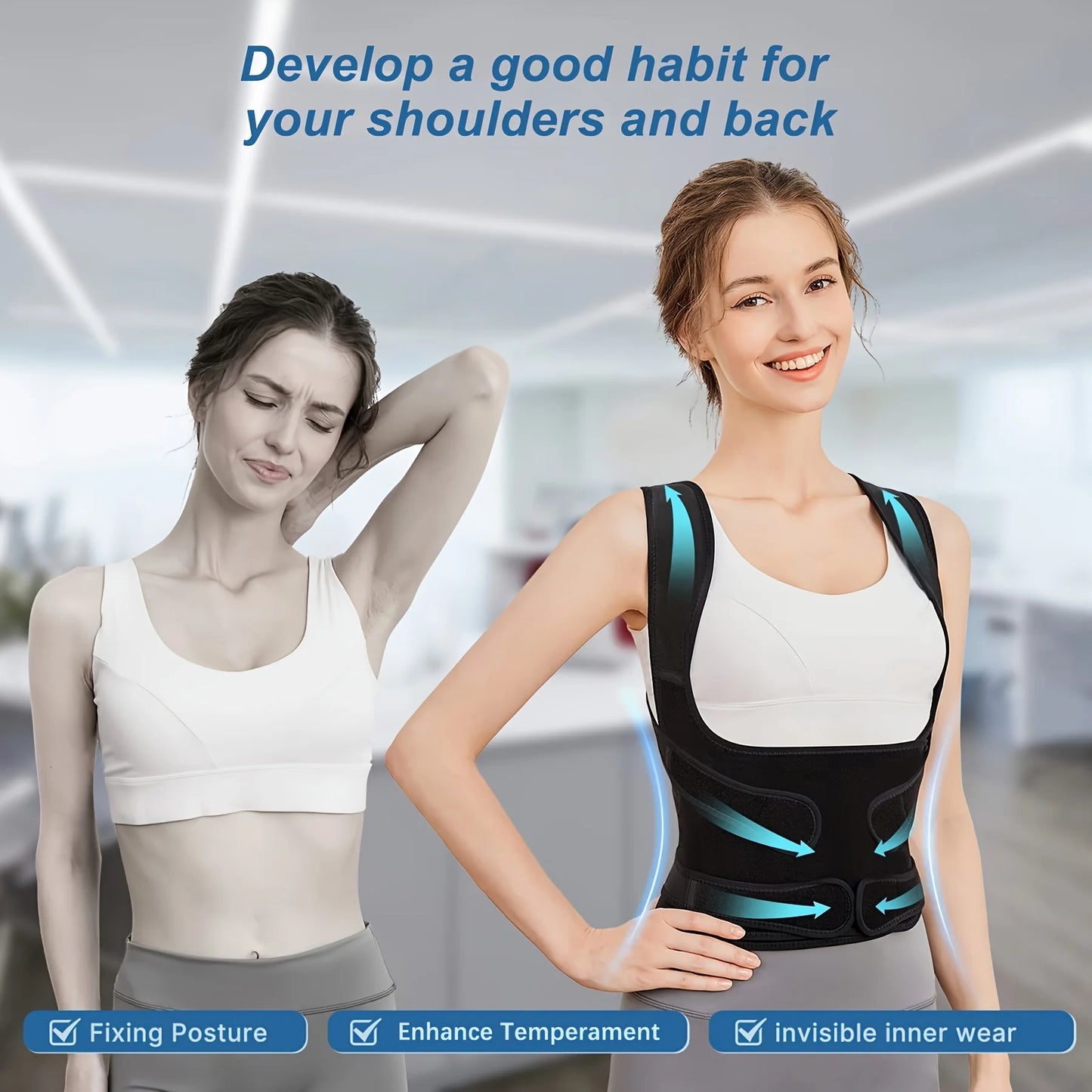 Back Brace Posture Corrector For Unisex Shoulder Straightener