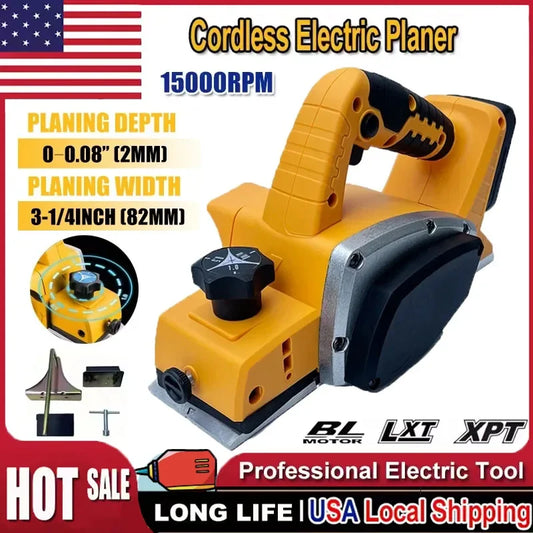 Fit DeWALT Brushless Electric Planer 15000RPM Cordless Router Trimmer Handheld Woodworking Power Tools  For 18V Battery