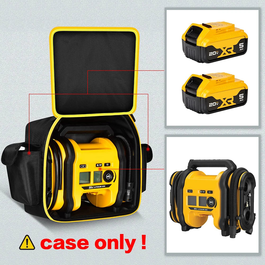Air Compressor Bag with Pocket Portable Air Pump Carrying Case Dustproof Carrying Case for Dewalt 20V MAX Tire Inflator DCC020IB