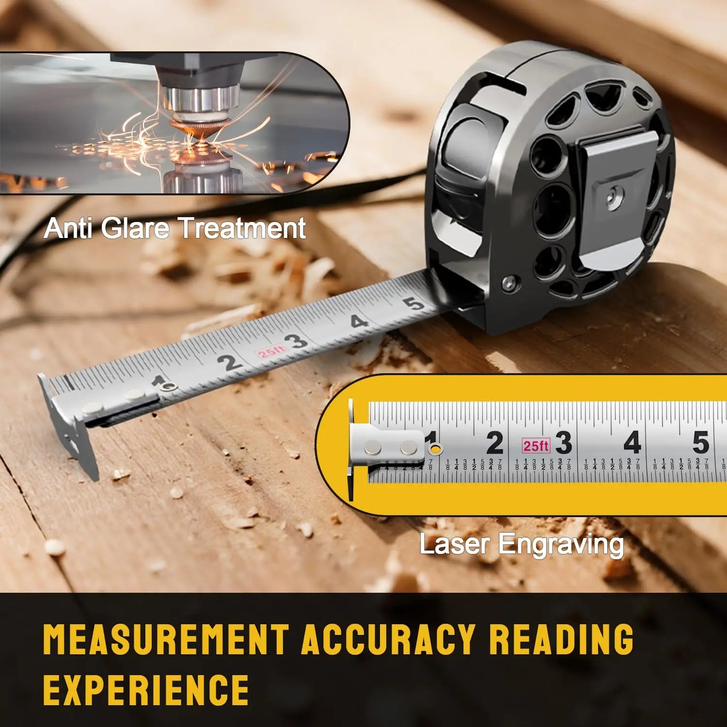 25Ft Stainless Steel Tape Measure,double-sided scale tape measure,Rust-resistant,wear-resistant. drop-resistant measuring tape