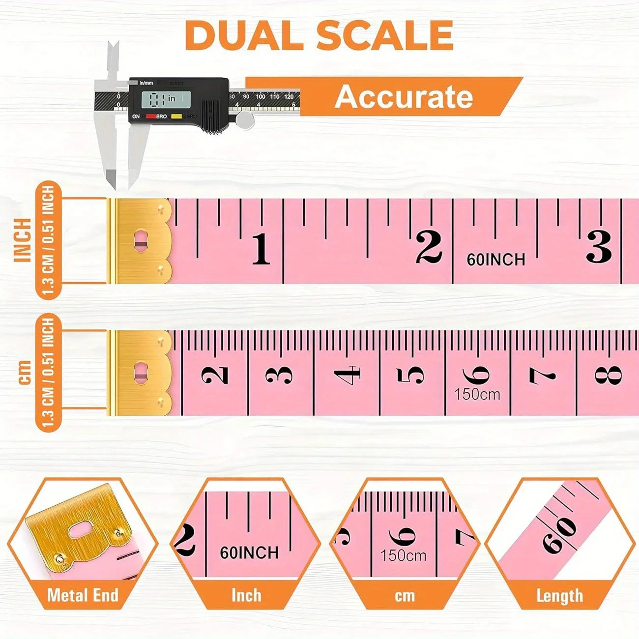 60 inch double-sided tape measure with locking function - Soft PVC fabric tape measure, suitable for tailoring, weight reduction