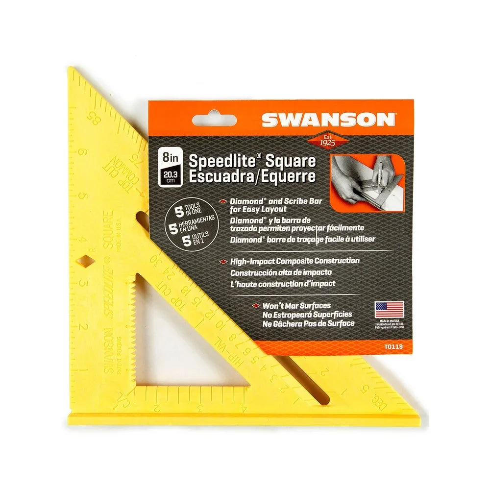 8 Inch Speed Square Rafter Triangle Tool Composite Durable Lightweight Easy Read Measurement Protractor Carpentry Scriber