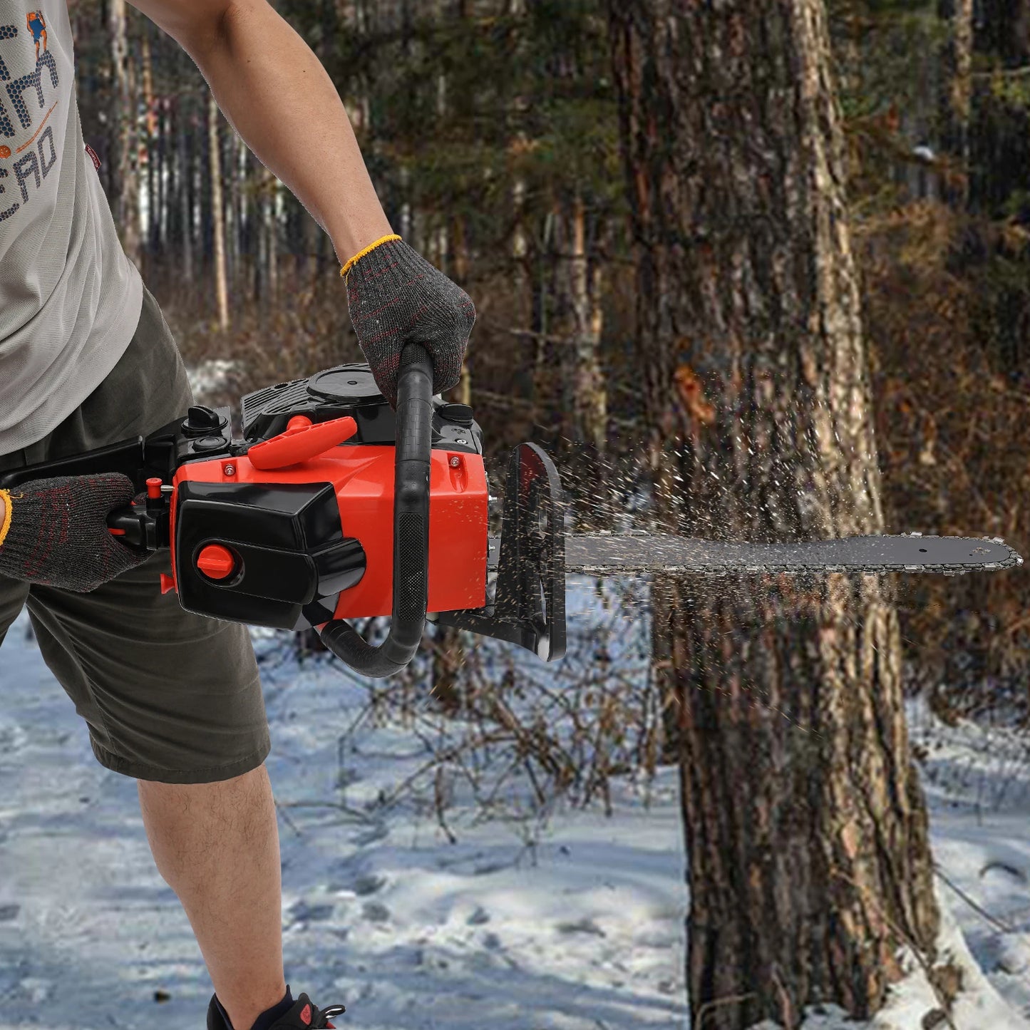 58cc Gasoline Chain Saw with 2-Stroke Engine, 2800-11000rpm, 24.8-inch Chain, Fuel-Efficient, Anti-Vibration, Easy Maintenance