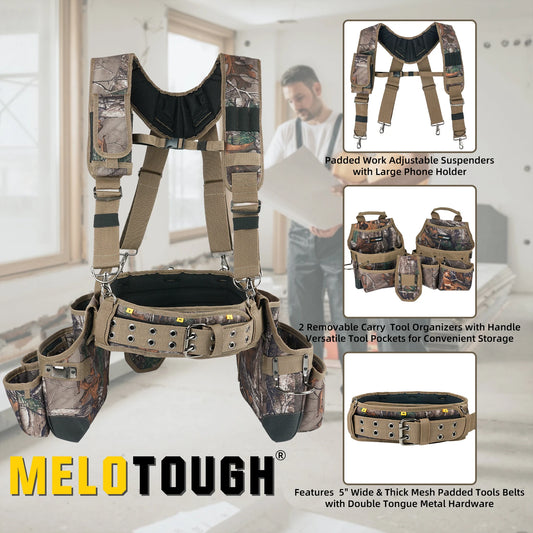 Camo Tool Belt with Suspenders Camouflage Tool Bag Supenders Framers Comb Apron Tool Belt