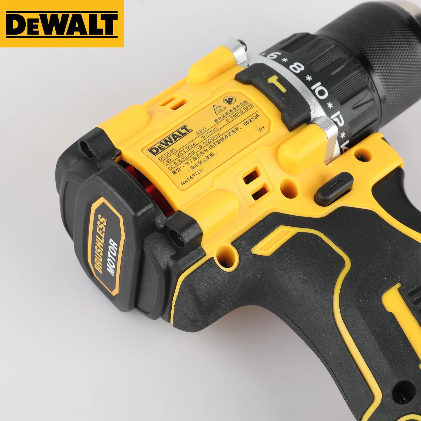 DEWALT DCD805 20V Brushless Cordless Hammer Drill Driver 1/2" Keyless 34000BPM 90Nm 2000RPM 3-Mode LED Bare Tool
