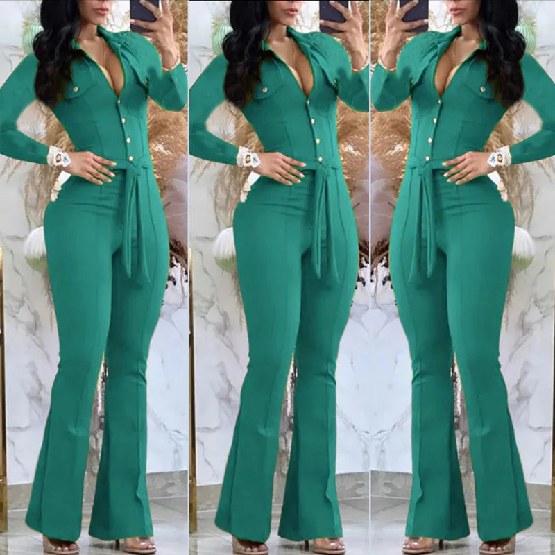 Jumpsuit Women Autumn Fashion Button