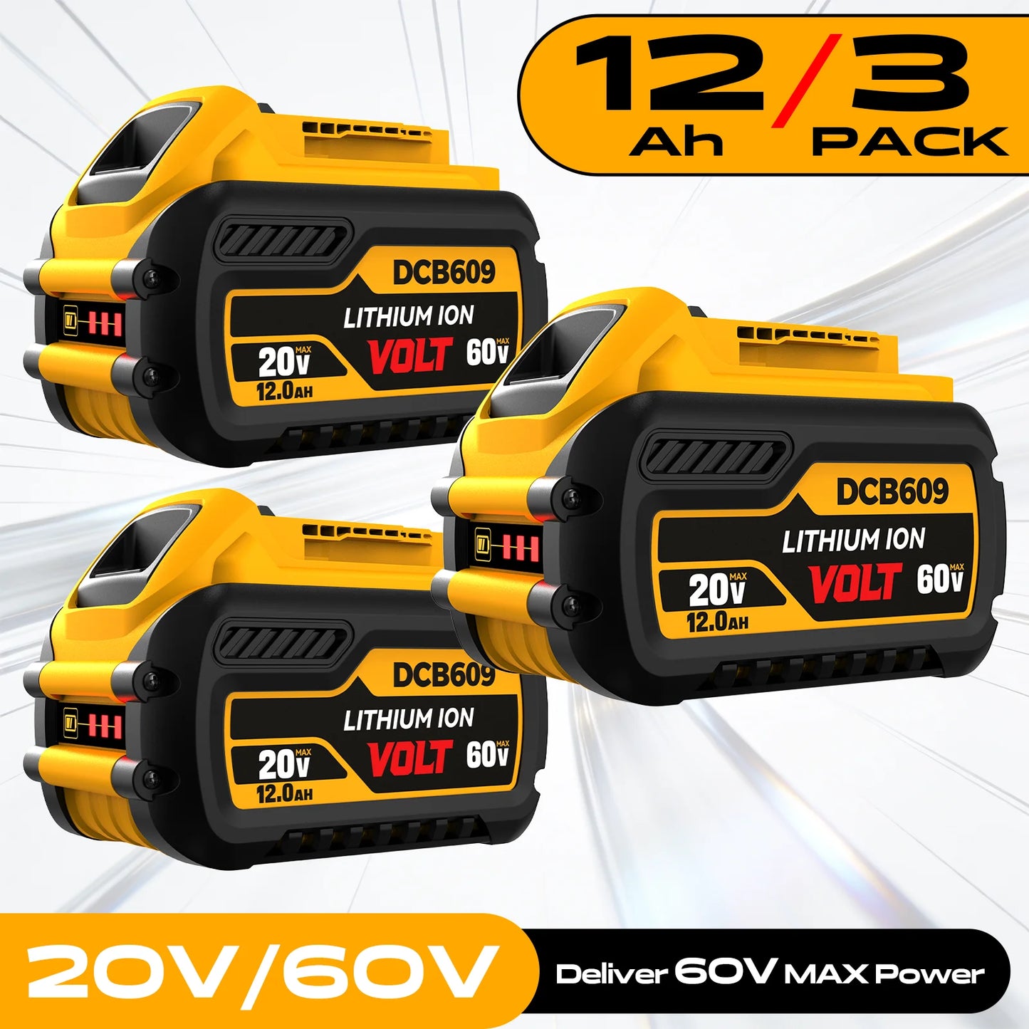 1/2/3/4/5/6 Pack For DEWALT 20V/60V Battery 12AH Rechargeable