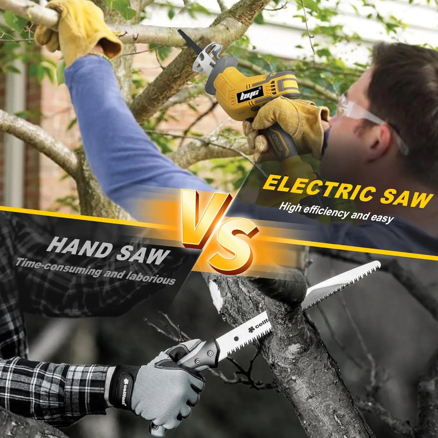 Cordless Reciprocating Saw, Portable  Cutting Electric Saw Variable-speed Wooden Metal PVC Cutting Electric saw +8 Saw Blades