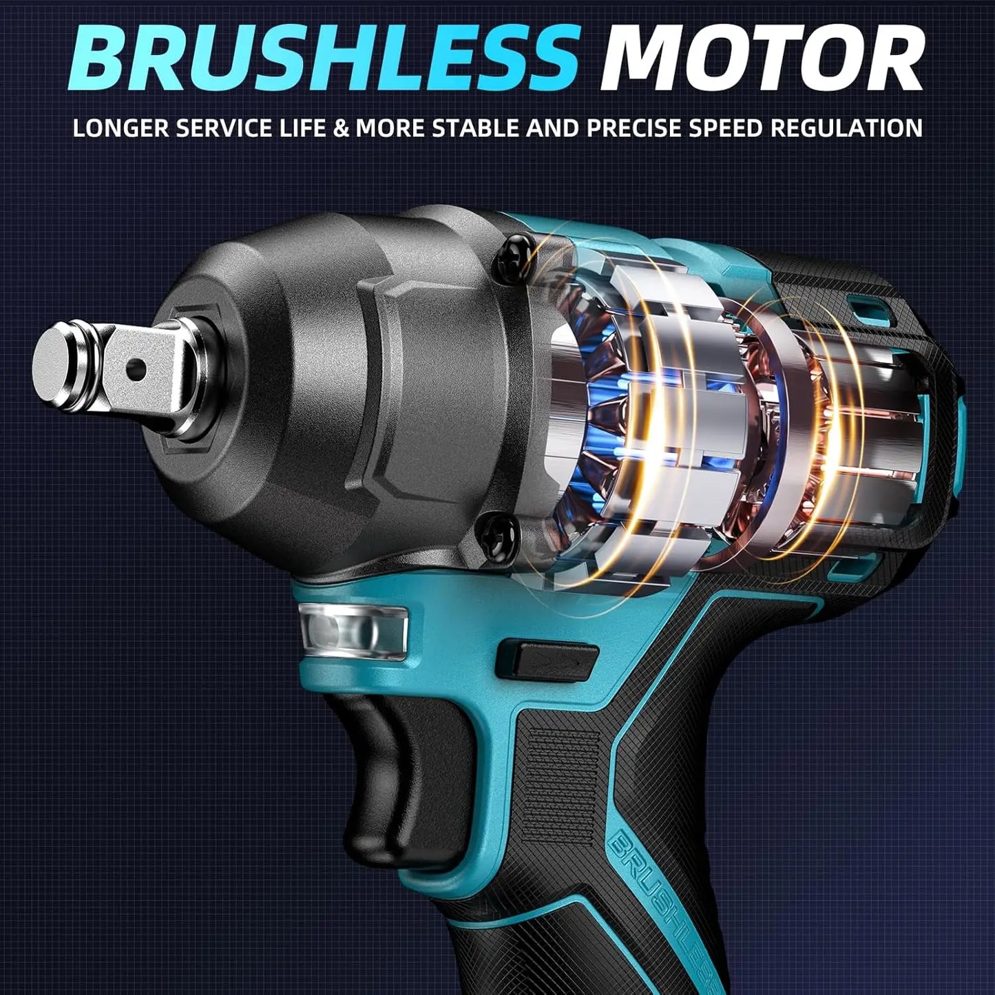 Compact Cordless Impact Wrench, 3 in1 Multifunctional, 265Ft-lbs (350N.m) 1/2 Battery Impact Gun, W/2x 4.0Ah Batteries,IW400