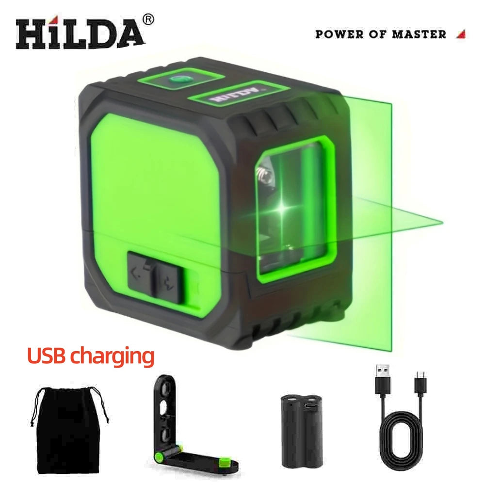 HILDA Mini Green Laser Level 2 Lines Self‑Leveling Horizontal Vertical Cross