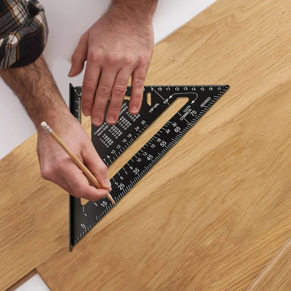 7 Inch Triangle Ruler High Precision Speed Square Angle Protractor 90° Triangle Carpenter Square Ruler Wood Working Tools