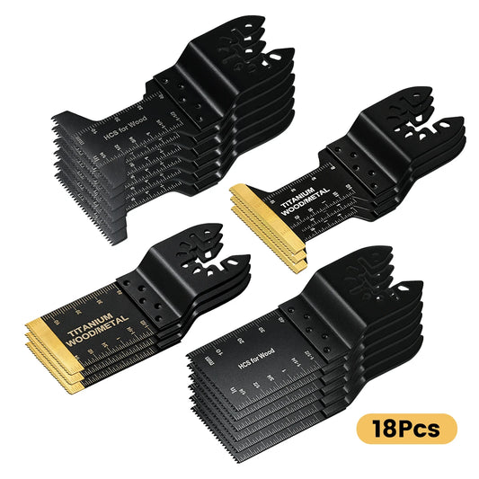 18pcs Titanium Multi Tool Blades Universal Quick Release Oscillating Saw Blades for Cutting Metal Nails Wood or Plastic