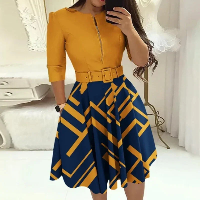 Fashion Women Patchwork A-line Dresses