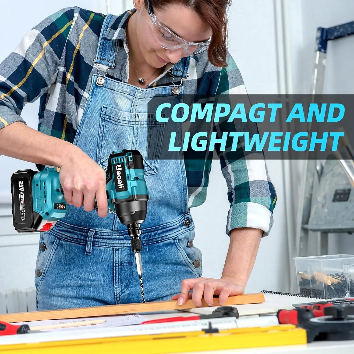 Compact Cordless Impact Wrench, 3 in1 Multifunctional, 265Ft-lbs (350N.m) 1/2 Battery Impact Gun, W/2x 4.0Ah Batteries,IW400