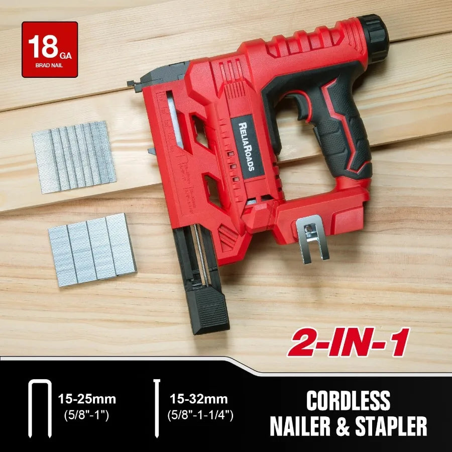 2-in-1 Cordless 18GA Brad Nailer and 1/4 Crown Stapler Compatible with Milwauke* Batteries Tool Only - Lightweight 1600 Nails/S