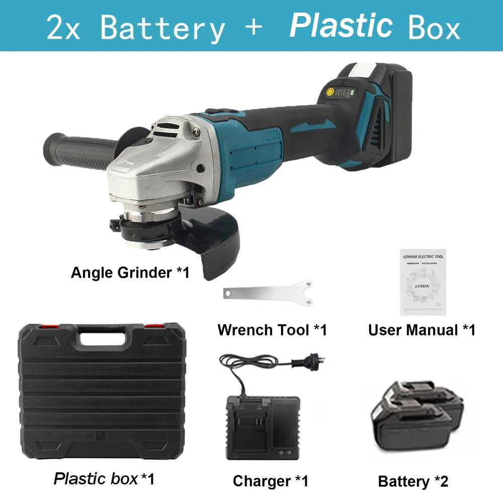 125MM Brushless Electric Angle Grinder Variable Speed M14 Cutting Machine Woodworking Power Tool for Makita 18v Battery