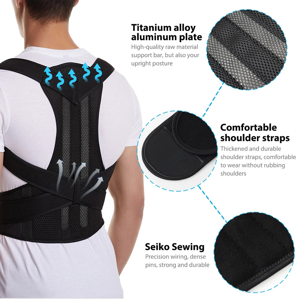 Back Brace Posture Corrector for Women & Men, Adjustable Back Lumbar