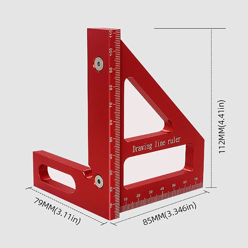 Woodworking Square Protractor Aluminum Alloy Miter Triangle Ruler