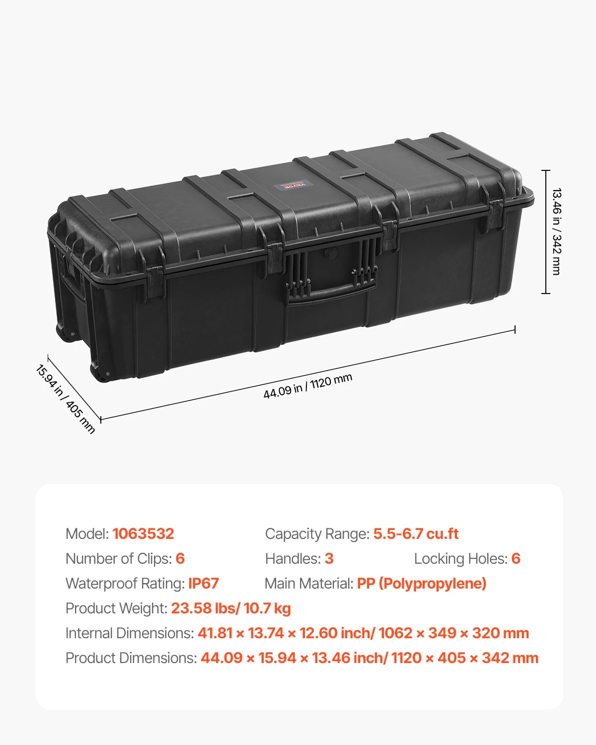 VEVOR IP67 Weatherproof Hard Case Heavy Duty Protective