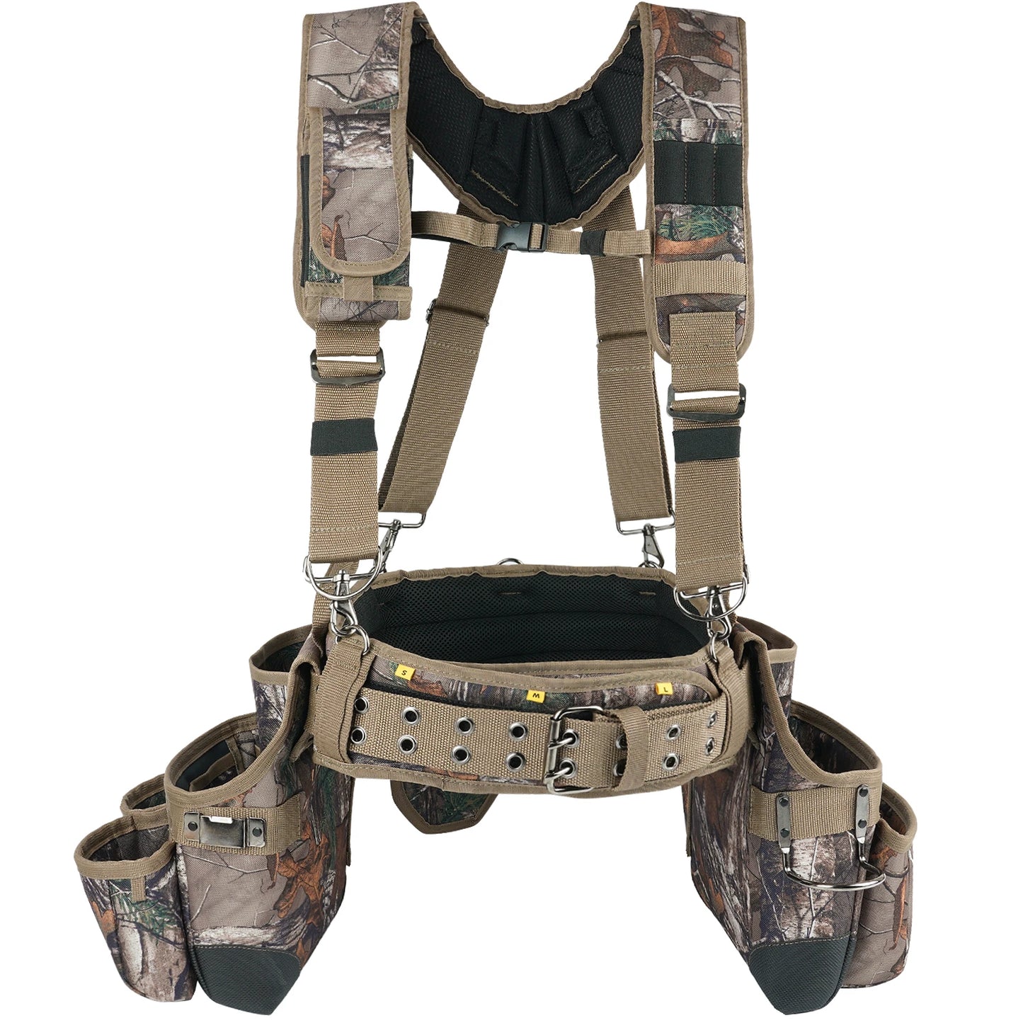 Camo Tool Belt with Suspenders Camouflage Tool Bag Supenders Framers Comb Apron Tool Belt