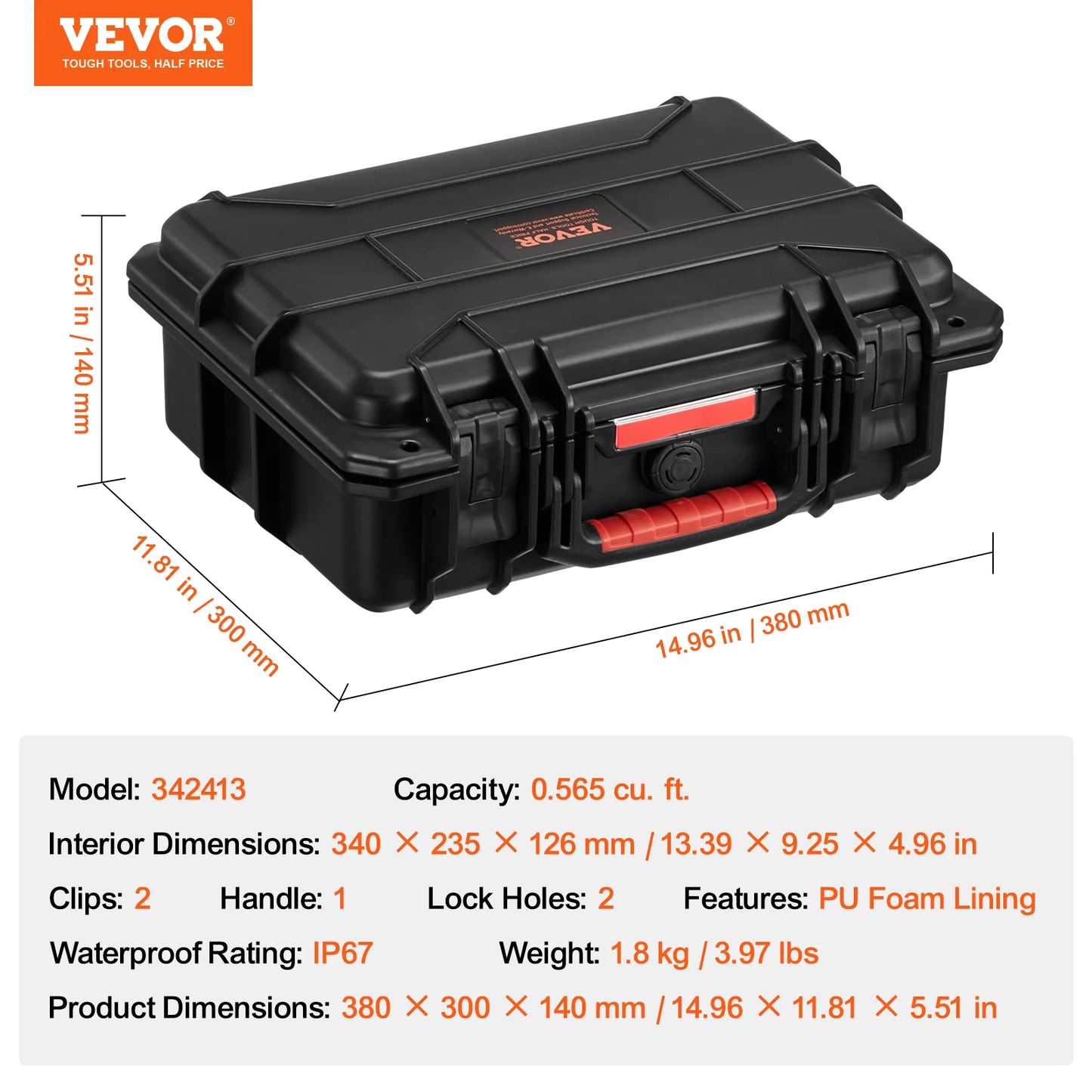 VEVOR IP67 Weatherproof Hard Case Heavy Duty Protective