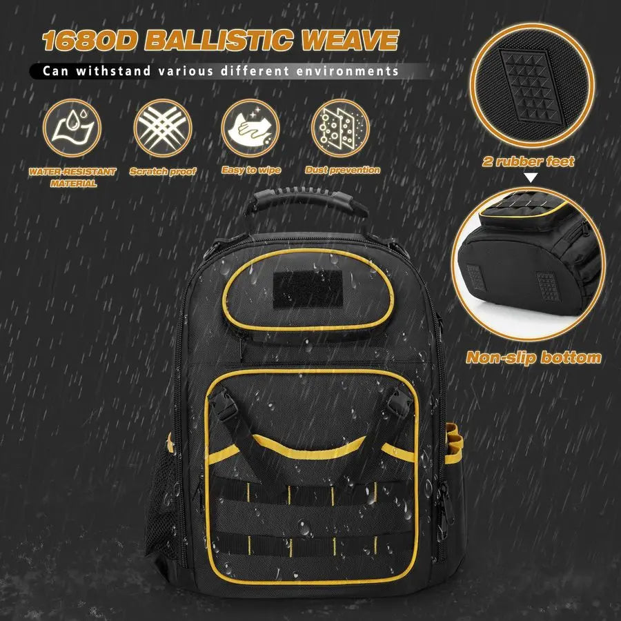 Backpack with a Tool Pouch, Heavy Duty Tool Bag with Multiple Pockets,