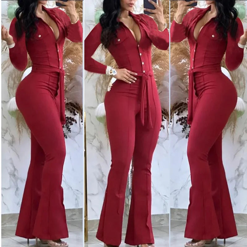 Jumpsuit Women Autumn Fashion Button