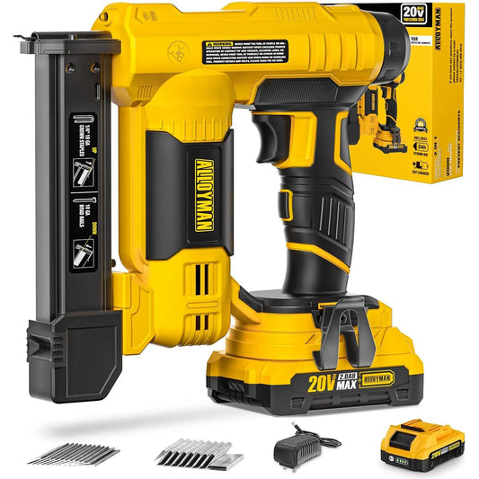 18 Gauge Nail Gun Battery Powered, 2 in 1 Cordless Brad Nailer/Electric Stapler with 2.0Ah Battery and Charger,1000pcs Nails and