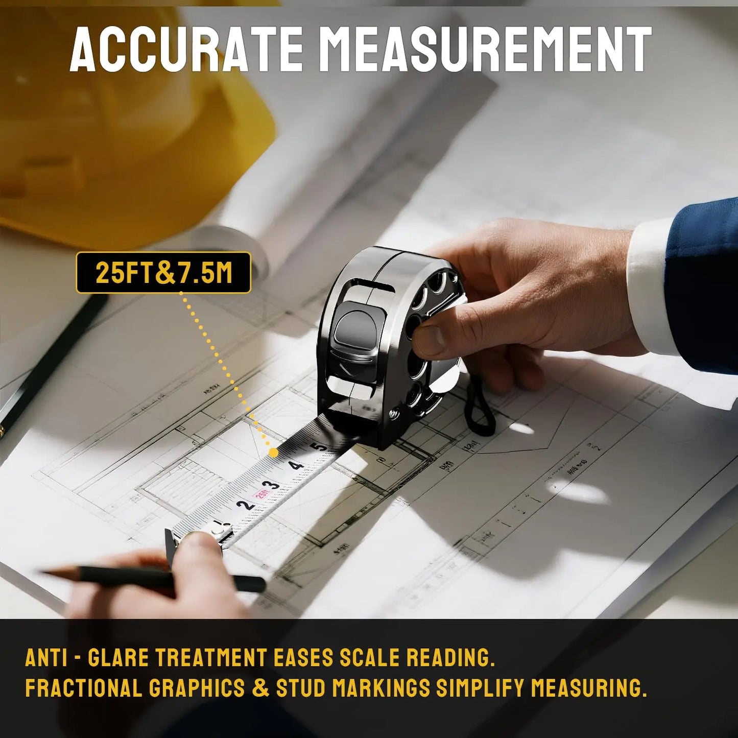 25Ft Stainless Steel Tape Measure,double-sided scale tape measure,Rust-resistant,wear-resistant. drop-resistant measuring tape