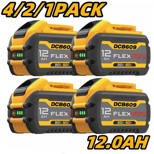 12.0Ah 20V/60V Replacement for Dewalt 60V Flex-Volt MAX Battery DCB606 DCB609 DCB612 for Dewalt 20V/60V Cordless Power Tools 3.2