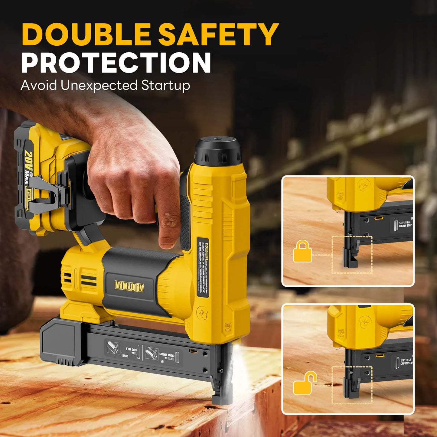 18 Gauge Nail Gun Battery Powered, 2 in 1 Cordless Brad Nailer/Electric Stapler with 2.0Ah Battery and Charger,1000pcs Nails and