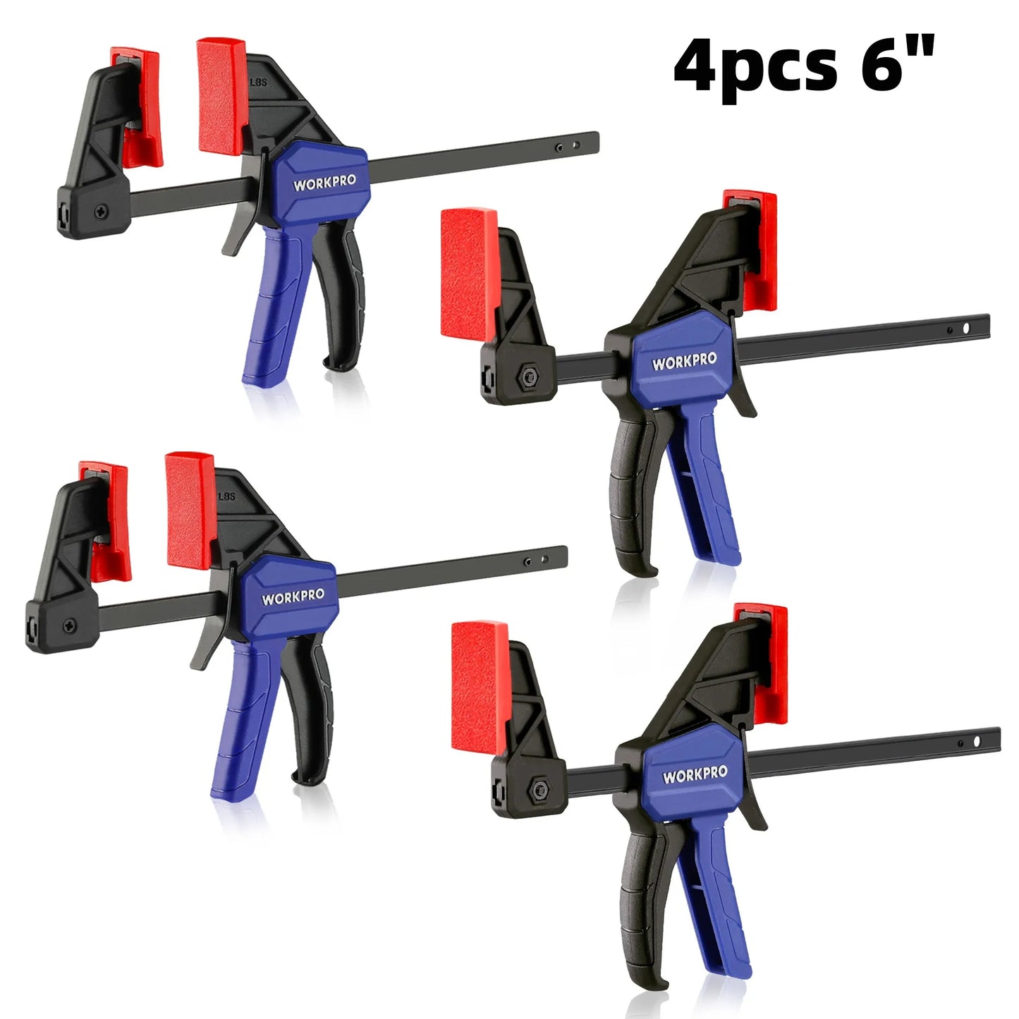 WORKPRO Bar Clamps for Woodworking One-Handed Clamp/Spreader, 6-Inch and 12-Inch