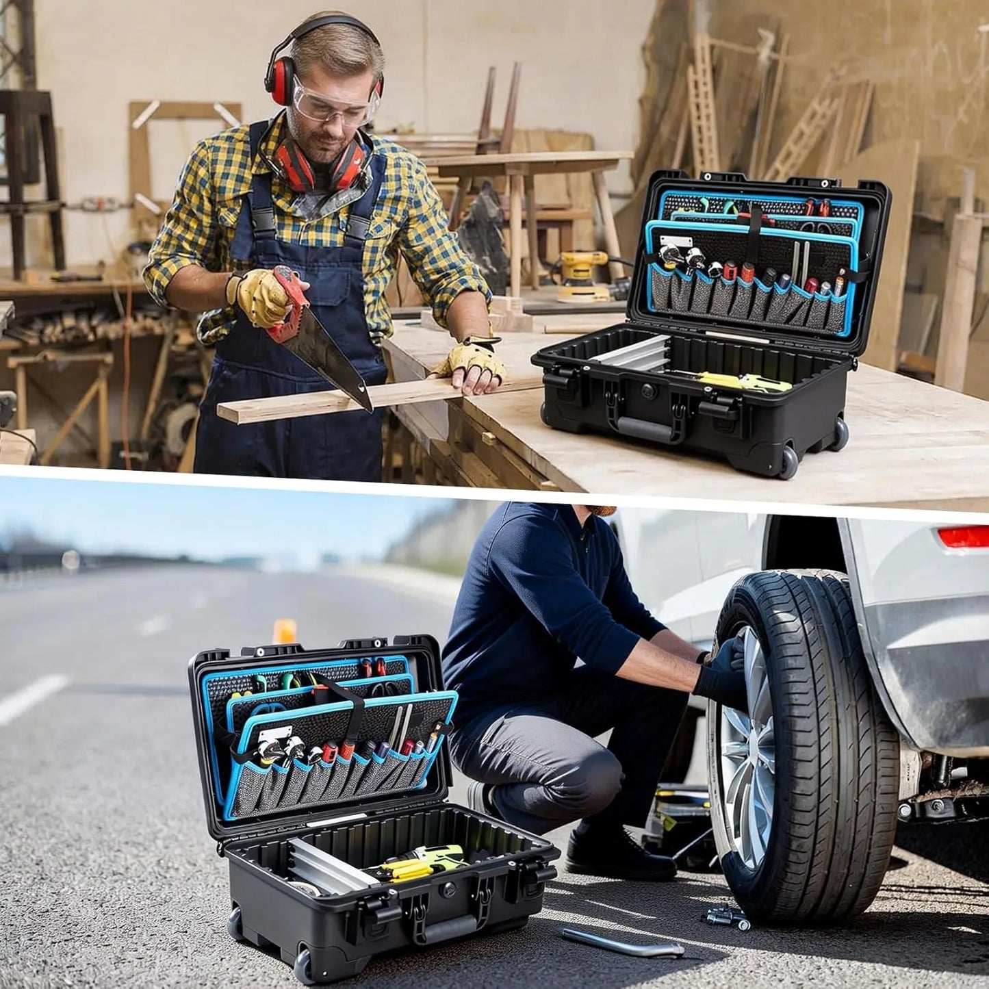Heavy-Duty Outdoor Tool Case with Removable Pocket Tool Boards Storage