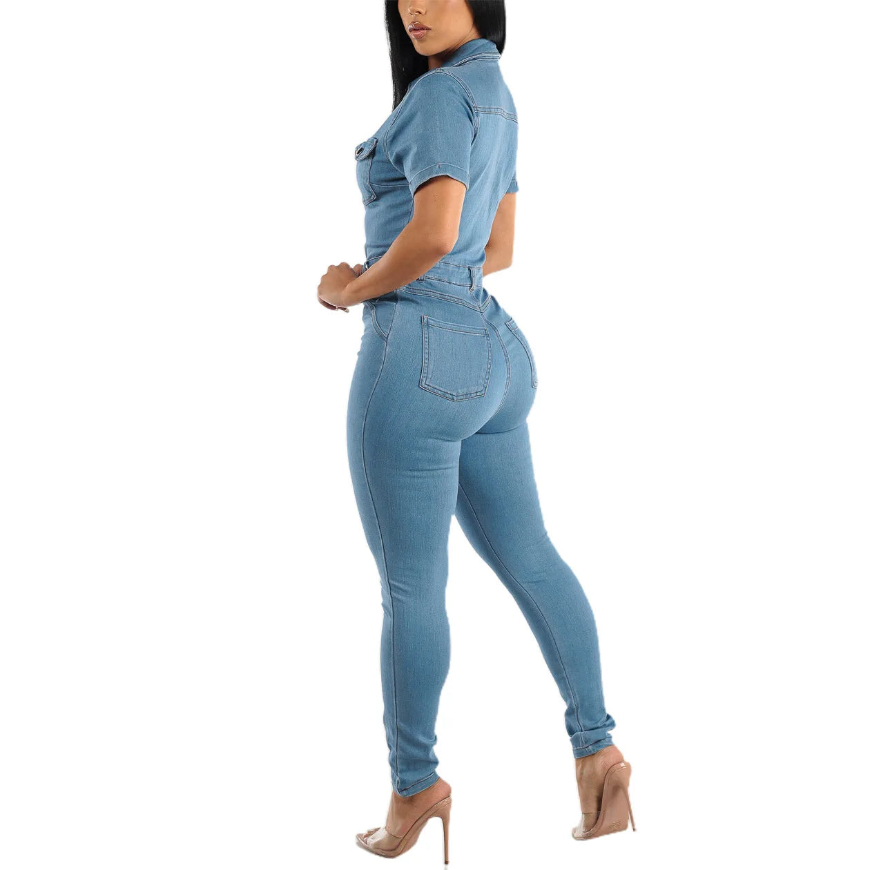 Women Jeans Washed Denim Pencil Pants Ankle Length Jean Single Breasted Overalls Pockets Solid Basics 2024 Skinny Spliced