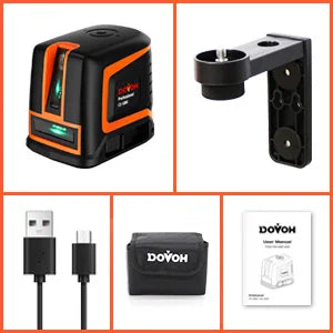 DOVOH C2-120G Rechargeable Cross Line Laser Level Self-Leveling High Precision 66ft Horizontal & Vertical Extension 150°