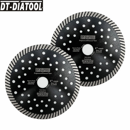 DT-DIATOOL Diamond Saw Blade 150mm for Granite Marble Block Diamond Cutting Disc with Turbo Cutter Heads and Multiple Holes