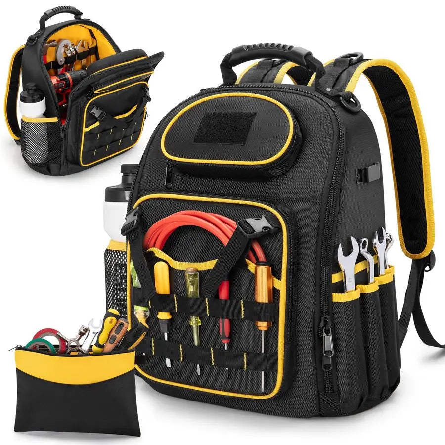 Backpack with a Tool Pouch, Heavy Duty Tool Bag with Multiple Pockets,