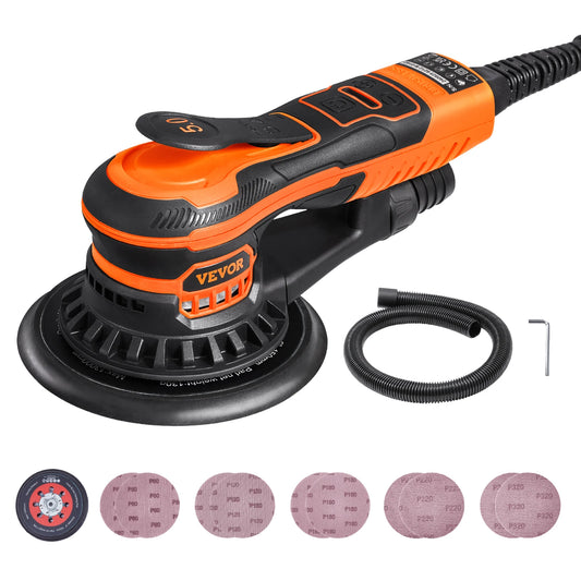 SucceBuy Random Orbital Sander 350W Brushless 10000 PRM 6 Variable Speed Electric Orbital Sander for Woodworking Detail Sanding