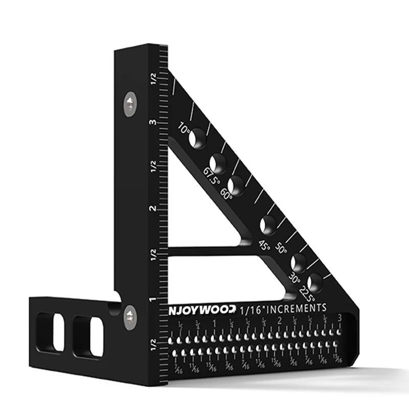 3D Multi-Angle Measuring Ruler Aluminum Alloy Square Protractor Hole Positioning Inch/MM Imperial Metric Durable Ruler