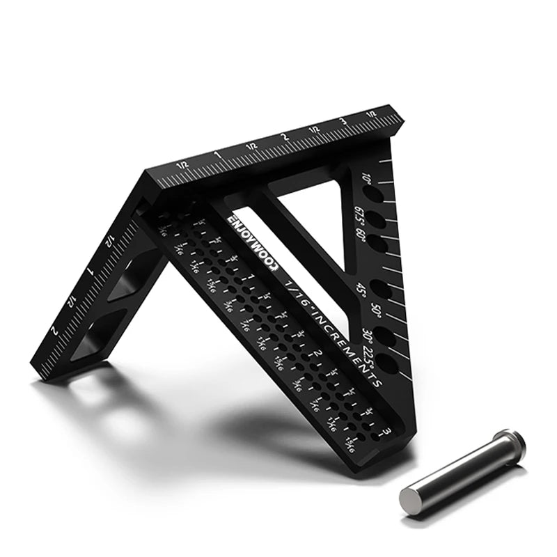 3D Multi-Angle Measuring Ruler Aluminum Alloy Square Protractor Hole Positioning Inch/MM Imperial Metric Durable Ruler
