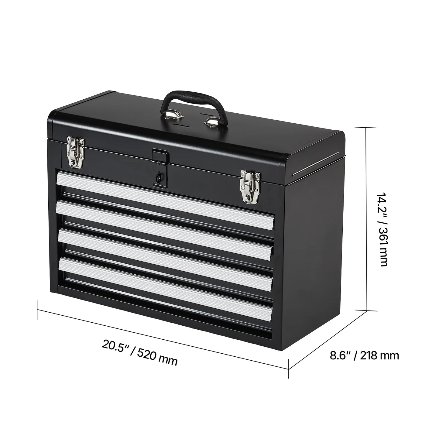 SucceBuy 20.5in Metal Tool Box Portable 4-Drawers Tool Chest with Drawers